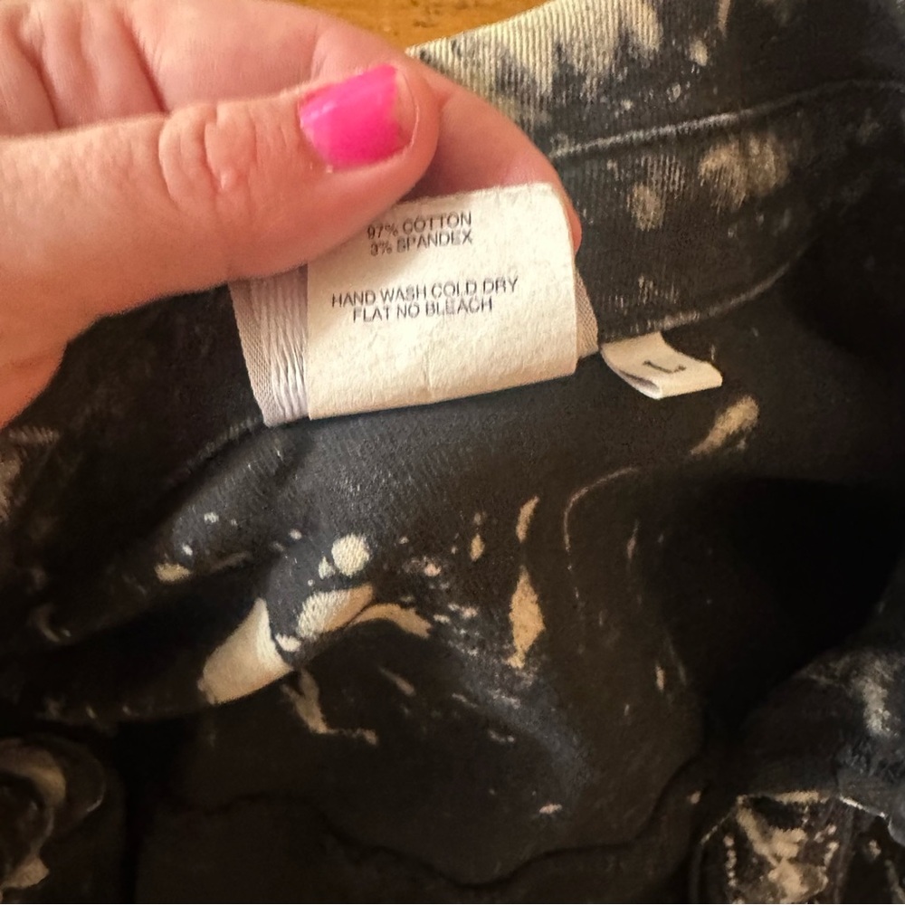Lip Service Black & Creamish Vintage Porn Splatter Stretch Twill Jacket NWT L - Picture 14 of 16